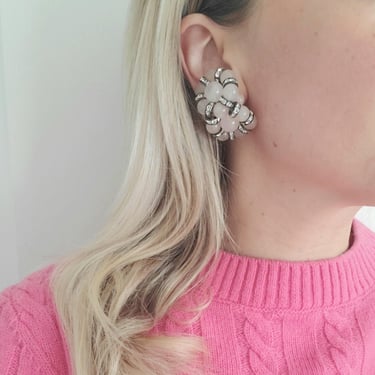 Pink Quartz and Crystal Earrings