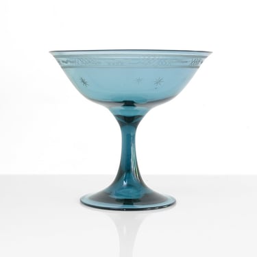 Swedish Grace, 1920's footed bowl in Blue Zircon colored glass.
