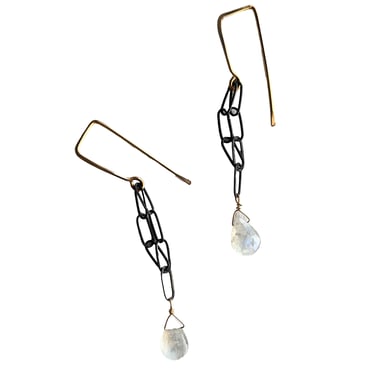 Jadewater | Moonstone teardrop earrings with oxidized silver