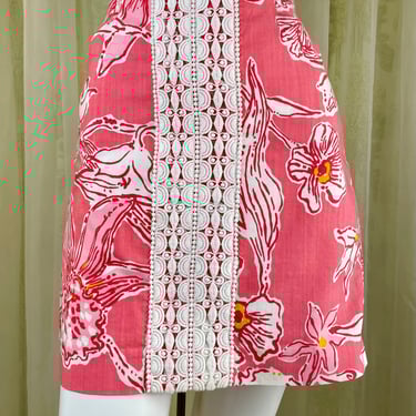 1990's Lilly Pulitzer Big Floral with Lace Mini Skirt