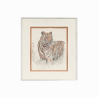 Don Russell Hand Colored Print Tiger 