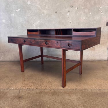 Danish Modern Rosewood Flip-Top Partners Desk By Peter Lovig - No Key
