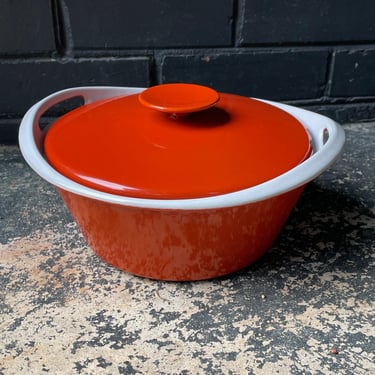 Danish Red/Orange Casserole Dutch Oven Pot Lid Vintage Mid-Century Copco Michael Lax 