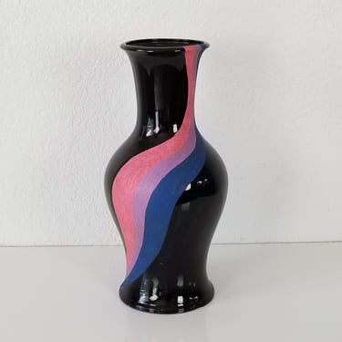 Vintage Black Glaze Decorative Ceramic Vase . 