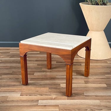 Mid-Century Modern Travertine Stone Side Table by John Keal for Brown Saltman, c.1960’s 