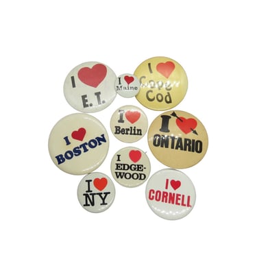 Vintage I Heart Pinback Buttons - Novelty Pins - You Choose - Genuine Vintage Pins 70s 80s 