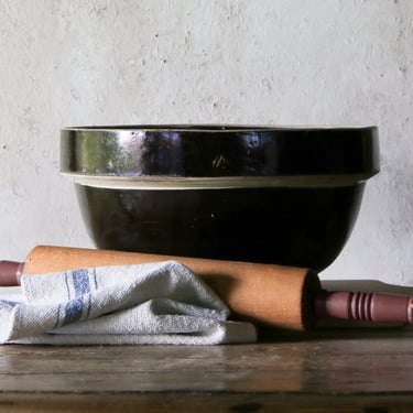 Brown Stoneware Mixing Bowl, Vintage Rustic Serving Bowl, 10