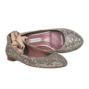 Tabitha Simmons - Gold Sequin Anklewrap Ballet Flats Sz 8.5