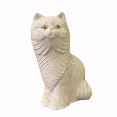 Distressed Off White Color Glaze Ceramic Cat Deco Figure ws2166E 