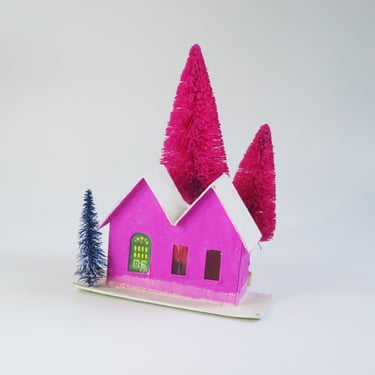 Pink Mid-Century Christmas House 