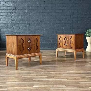 Pair of Mid-Century Modern Oak & Walnut Night Stands, c.1960’s 