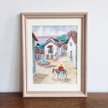 Vintage Original Signed Watercolor Painting - Taxco, Mexico 