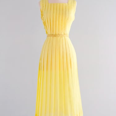 Prim 1960's Super Pleated Pastel Yellow Day Dress / Sz S