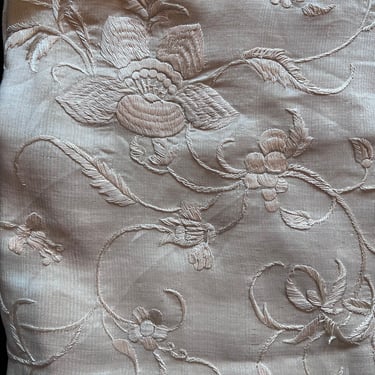 Edwardian ivory silk embroidered floral scarf 