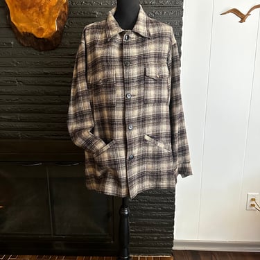 Vintage 60s PENDLETON 3/4 Length Plaid Lightweight Wool Jacket
