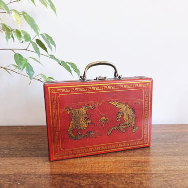 Vintage Chinese Mahjong Set with Dragon Case 