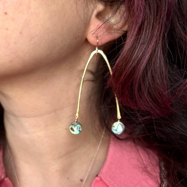 Abalone Wishbone Statement Earrings  in 14k Goldfilled Wire 