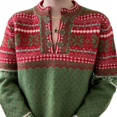 Cambridge Dry Goods Womens Red Green Wool Snowflake Christmas Sweater Sz L 