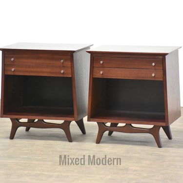 Refinished Mahogany Nightstands by RWAY - A Pair 