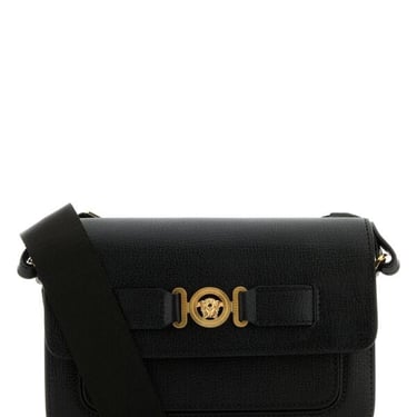 Versace Men Black Leather Medusa Biggie Crossbody Bag