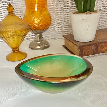 Blown Glass Dish, Glass Art, Mid Century, Dresser Dish, Ash Tray, Vintage Glass Bowl, Vintage 60s 70s 