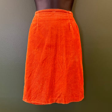 vintage corduroy skirt 1960s pumpkin campus skirt medium 
