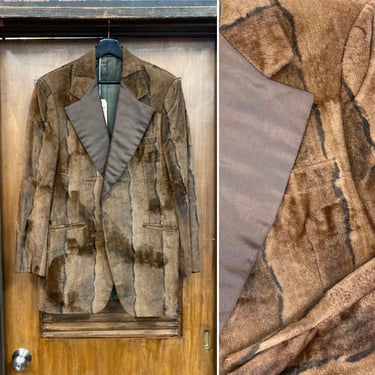 Vintage 1960’s Animal Fake Fur Mod Sport Coat Leisure Blazer Jacket, Vintage Clothing 