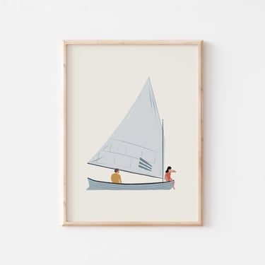 Sailboat Print, Coastal Print, Nautical Decor, Beige Wall Art, Nursery Print 