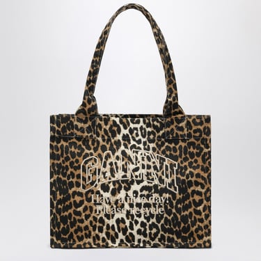 Ganni Leopard Print Shopping Bag Women