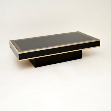 Vintage Italian Coffee Table in Ebonised Ash and Brass