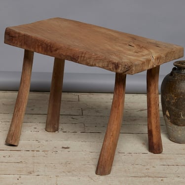 Thick Top Single Board Teak Stool with Simple Splayed Legs