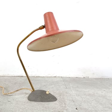 Vintage pink table lamp, 1950s - vintage brass table lamp - mid century desk lamp - vintage articulated table lamp - mid century lamp 