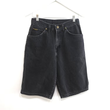 vintage BLACK DENIM 1990s levi's style H.I.S. brand baggy men's jorts shorts -- waist size 29 inches 