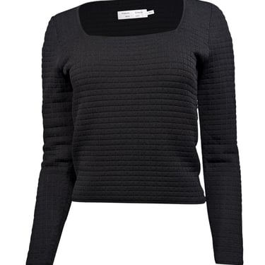 Proenza Schouler - Black Quilted Long Sleeve Square Neck Top Sz S