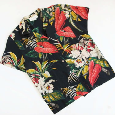 Vintage 90s Silk Hawaiian Shirt Large - 1990s Womens Baggy Oversized Black Pink Tropical Button Up Top 
