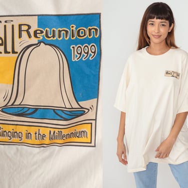 The Bell Reunion 1999 Shirt 90s High School Reunion T-Shirt Ringing In the Millennium Graphic Tee Retro TShirt Cream Vintage 1990s 2xl xxl 