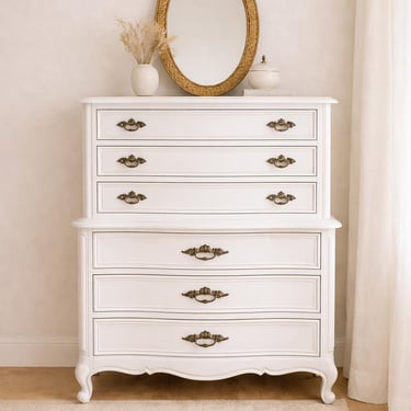 slim fit dress slacks Bassett French Provincial Dresser with Mirror Circa 1970 – KLM Luxury  Consignment main image 0