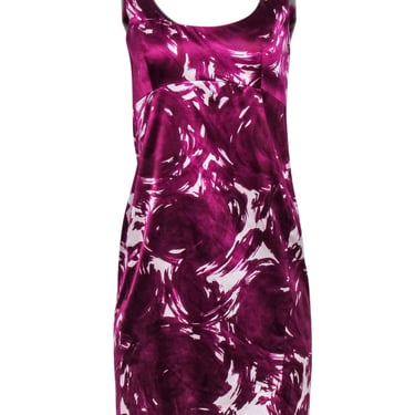 Theory - Purple &amp; White Swirl Print Sleeveless Cocktail Dress Sz 4