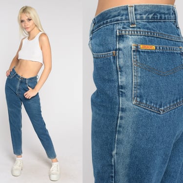 Vintage Jordache Jeans 90s Skinny Jeans High Waisted Rise Slim Tapered Denim Pants Ankle Zip Dark Wash Blue Retro Streetwear 1990s Small 28 