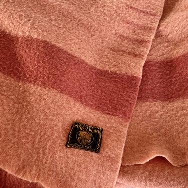 Vintage Early Witney Point Pink Wool Blanket 