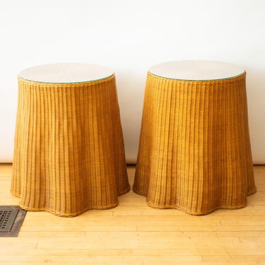 Pair of Wicker Ripple Side Tables