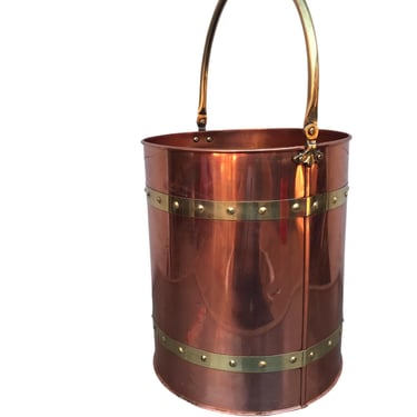 Large Antique Copper & Brass Riveted Bucket | Coal Bucket | Log Holder| Cauldron | Planter | Multifunctional Metal Art Décor 