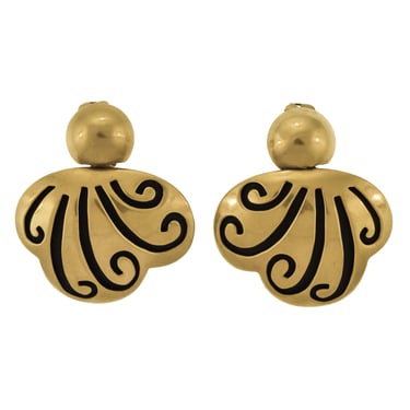 Steven Vaubel Vintage Satin Gold Plated Swirl Statement Earrings