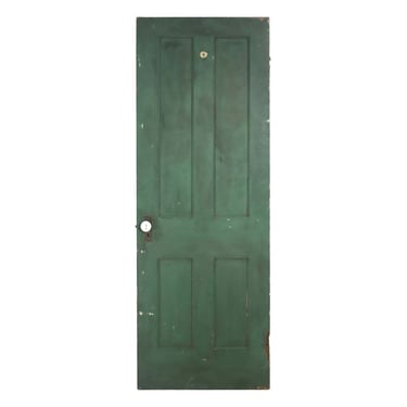 Vintage Green Painted 4 Pane Pine Passage Door 77.5 x 27.5
