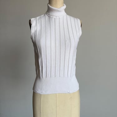Vintage 90's Sonia Rykiel White Knit Top, Small 