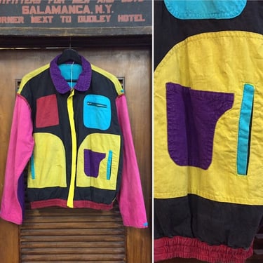 Vintage 1980’s Color Block Krazy Design Reversible Jacket, 80’s Jacket, 80’s Top, Vintage Pastel Colors, Vintage Clothing 