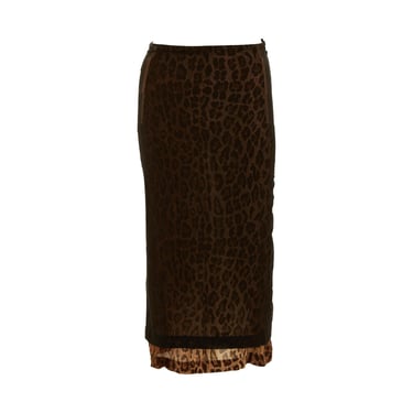 Dolce &amp; Gabbana Cheetah + Black Mesh Skirt