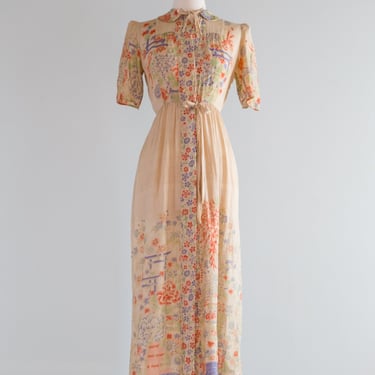 Ethereal 1930's Pongee Silk Japanese Dressing Gown / Small