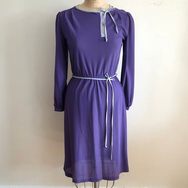 Purple and Light Grey Dress - 1980s 