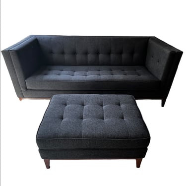 PERCH Grammercy Tufted Grey Sofa w/Ottoman/Chaise EL248